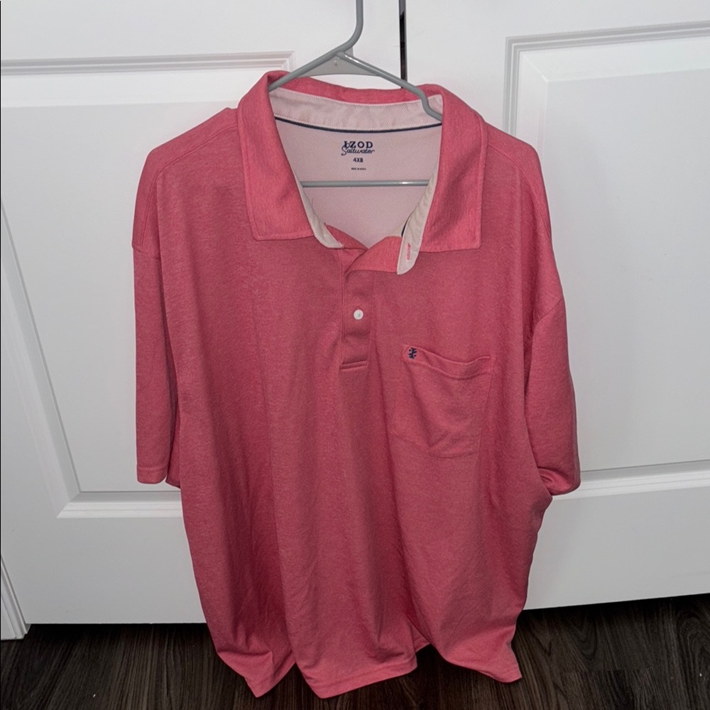 IZOD Saltwater Polo Shirt. Pink/salmon heather 4XB